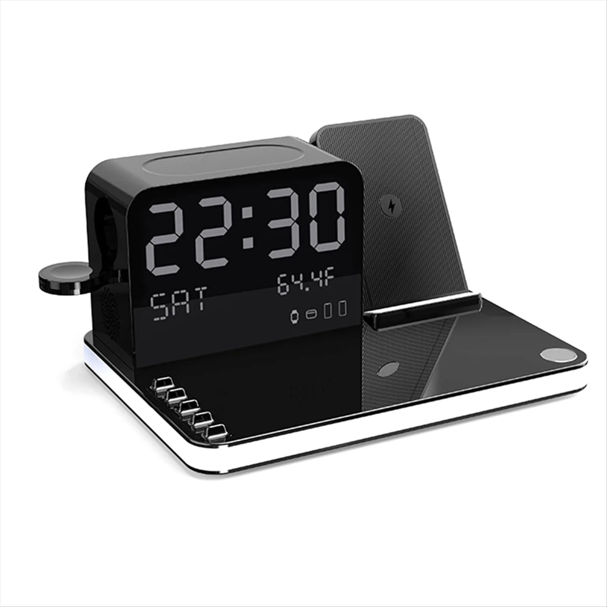 NEW Wireless Charging Station 7 in 1 Fast Charger Stand with Clock Night Lights Watches + Smartphones