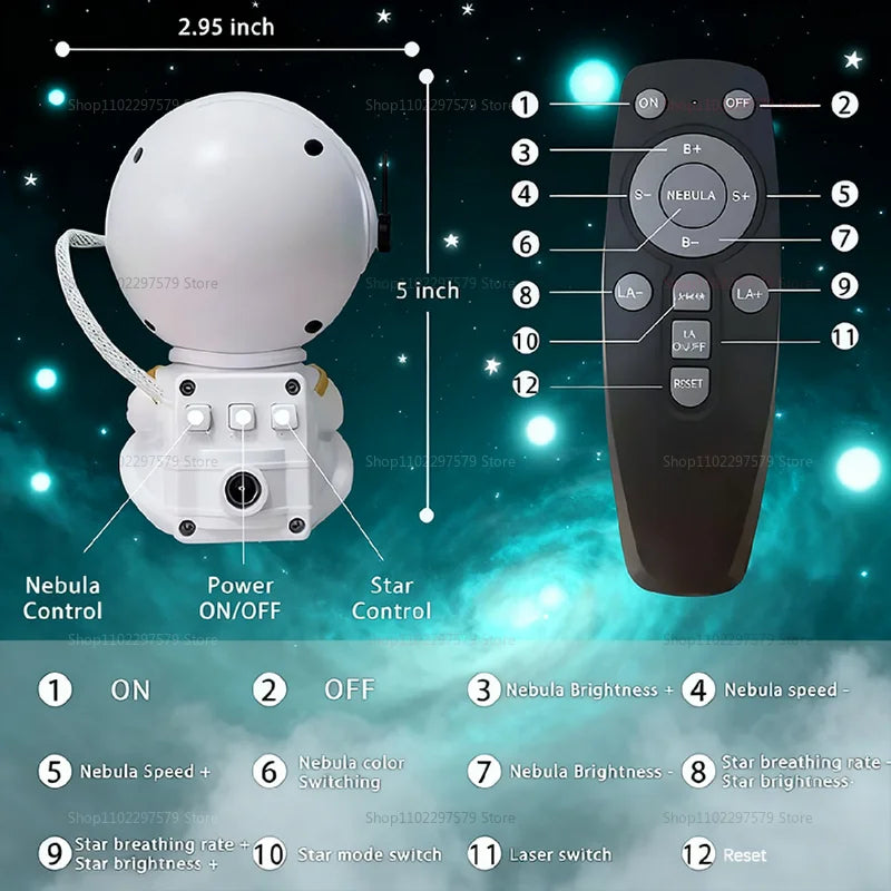NEBULA Projector Lamp Night Light for Bedroom Kids Adults Galaxy Nebula Starry Sky Decor Gift Galaxy Starry Sky Astronaut Room Lamp