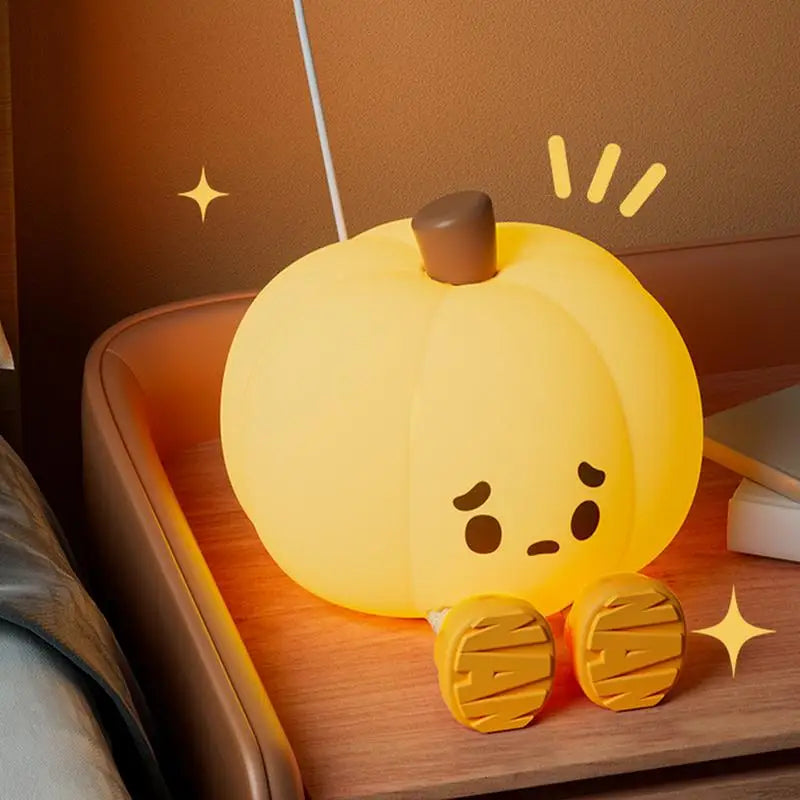 JACK-O-LITE Pumpkin Night Light Cute LED Pumpkin Silicone Dimmable Nursery Lamp For Kids Party Holder Desk Decor And Gift