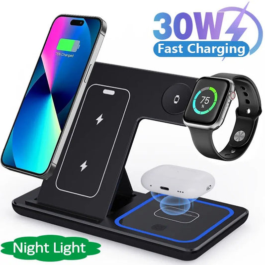 30W 3 In 1 Charging Dock For iPhone - Foldable Fast Charging