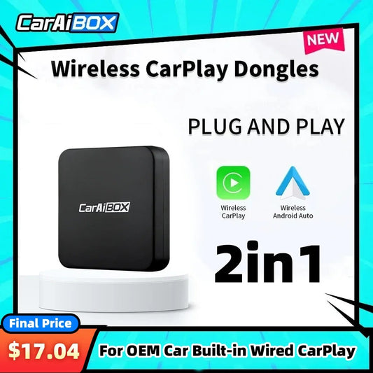 CarAIBOX 2in1 Wireless CarPlay Dongle Wireless iPhone + Android Auto Box For Car Radio With Wired CarPlay