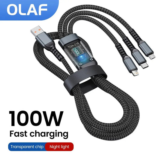 3 In 1 Fast Charging Cable USB Type C Cable For iPhone RealMe Pro Charger