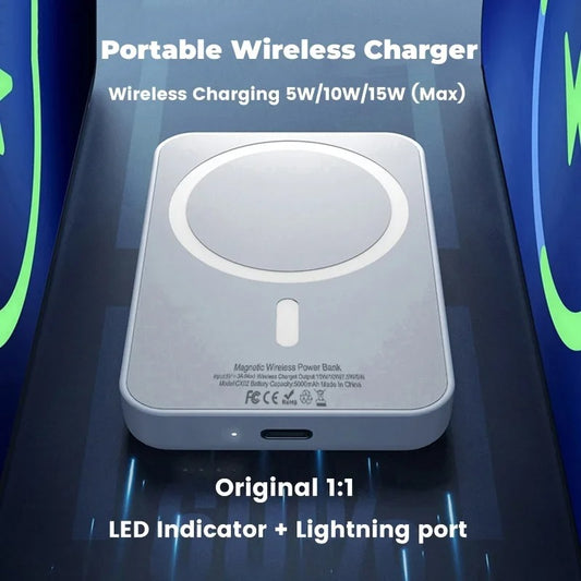 5000mAh Portable Wireless Charger MagSafe Auxiliary Battery Pack