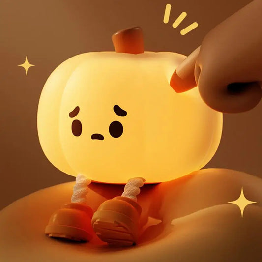 JACK-O-LITE Pumpkin Night Light Cute LED Pumpkin Silicone Dimmable Nursery Lamp For Kids Party Holder Desk Decor And Gift
