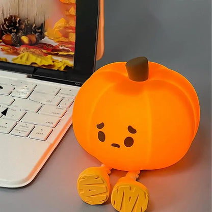 JACK-O-LITE Pumpkin Night Light Cute LED Pumpkin Silicone Dimmable Nursery Lamp For Kids Party Holder Desk Decor And Gift